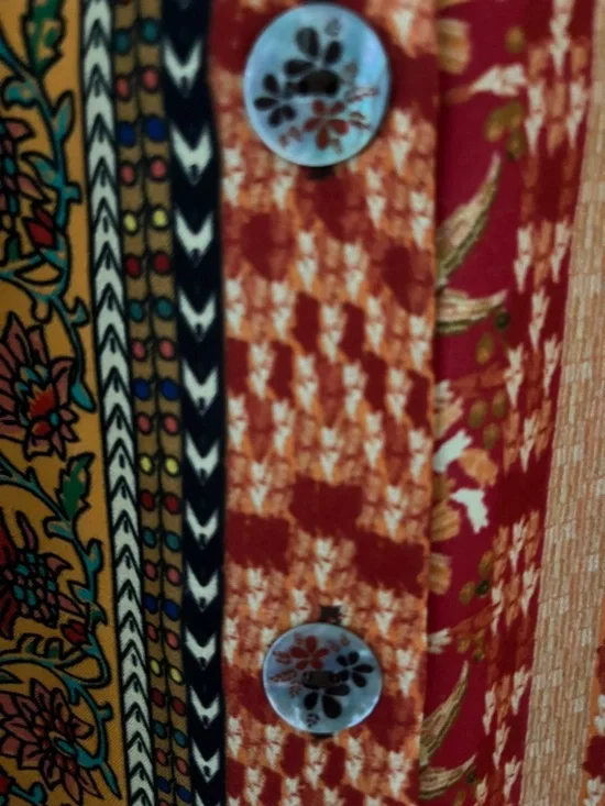 🩷💫FARM RIO DRESS💚✨🩵 Multicolor Patchwork Midi Dress with Spaghetti Straps💛 - Picture 5 of 12